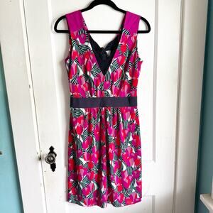 Tory Burch Pink Tulip Augustina Floral Print Dress Signature Sleeveless Dress XS